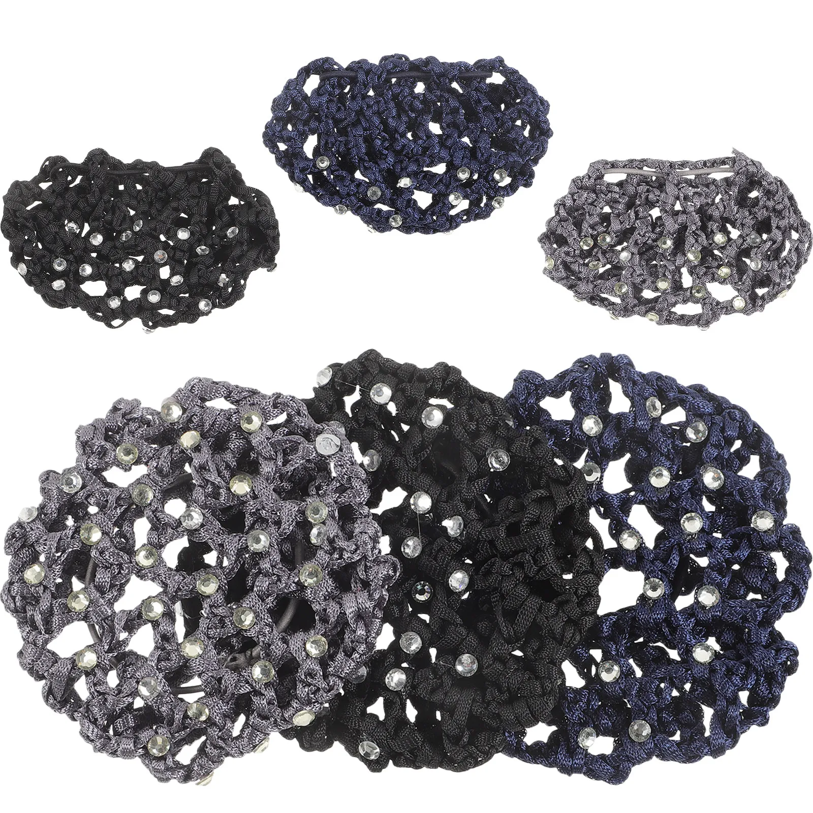 

Набор из 6 штук: Стильные сетки для волос с стразами, гладкие эластичные сетки для всех типов волос, для повседневного или торжественного использования