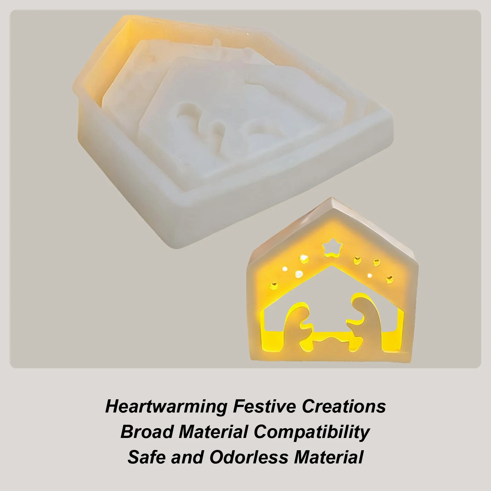 Nativity Scene Silicone Mold Jesus Tealight Holder Stencil Christmas Silicone Molds For Handmade Scented Candles Plaster Resin