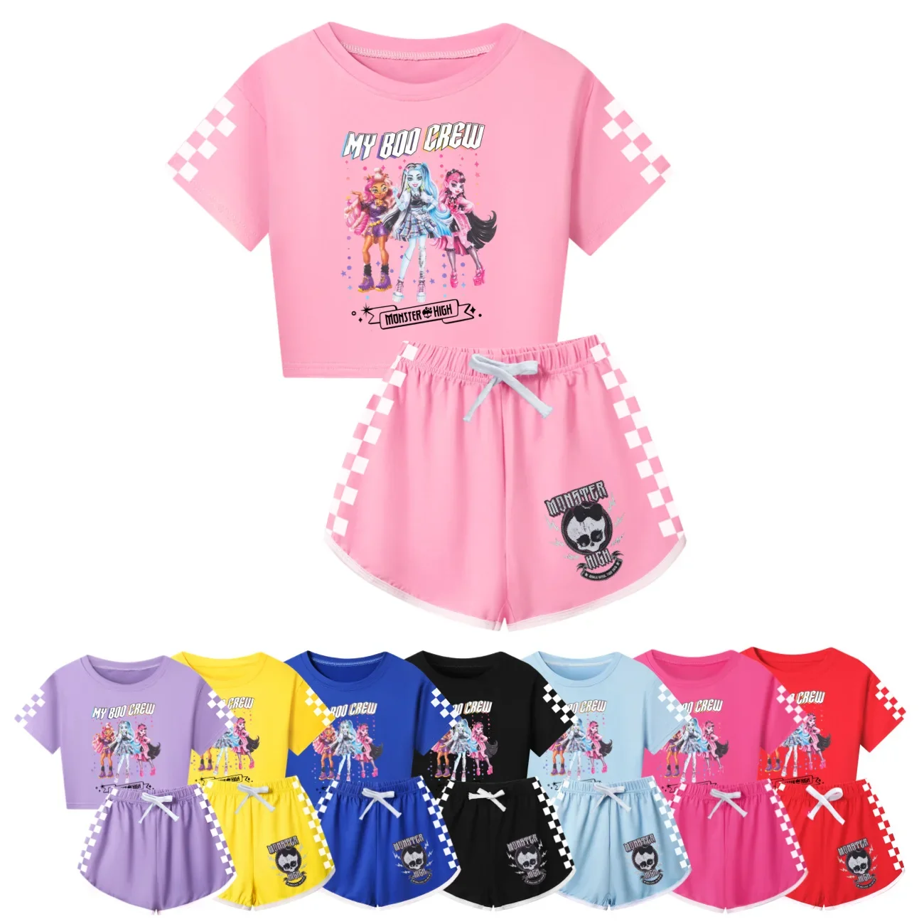 

Monster High Clothes Kids Summer Running Sportsuit Baby Girls Short Sleeve T Shirts Shorts 2pcs Sets Teenager Boys Tracksuit