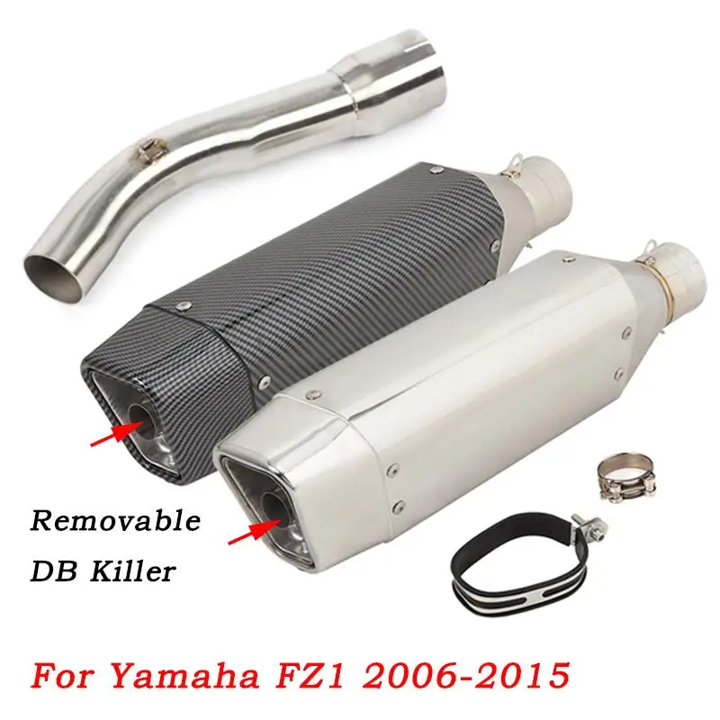 

For Yamaha FZ1 2006-2015 Motorcycle Exhaust Pipe Escape Muffler Mid Link Pipe Stainless Steel Connection Tube With DB Killer