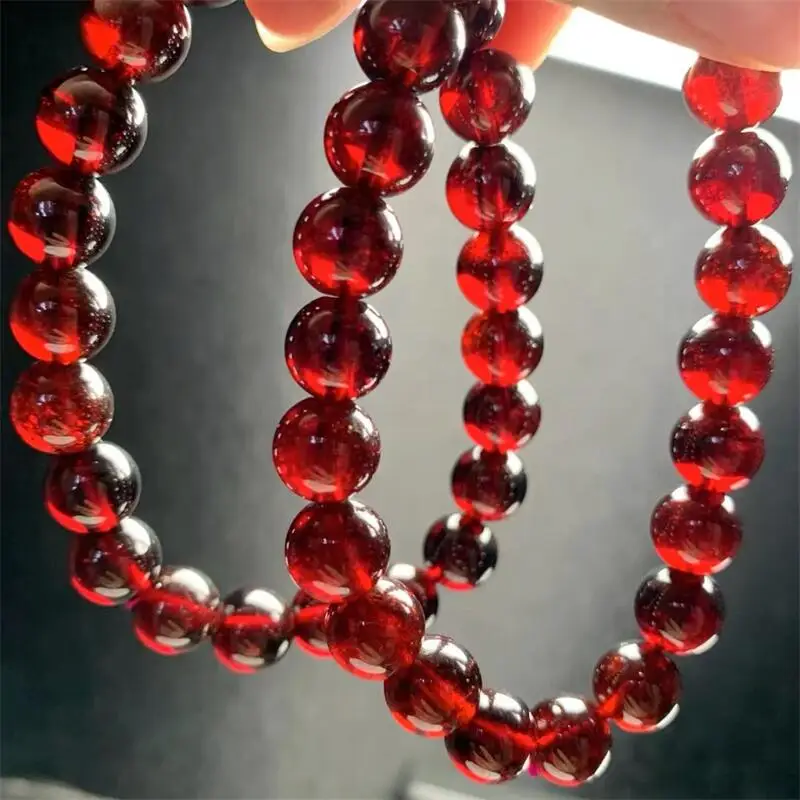 9MM Natural Garnet Bracelet Fashion Energy Stone Reiki Healing Fengshui Crystal Strand Fengshui Gift 1PCS