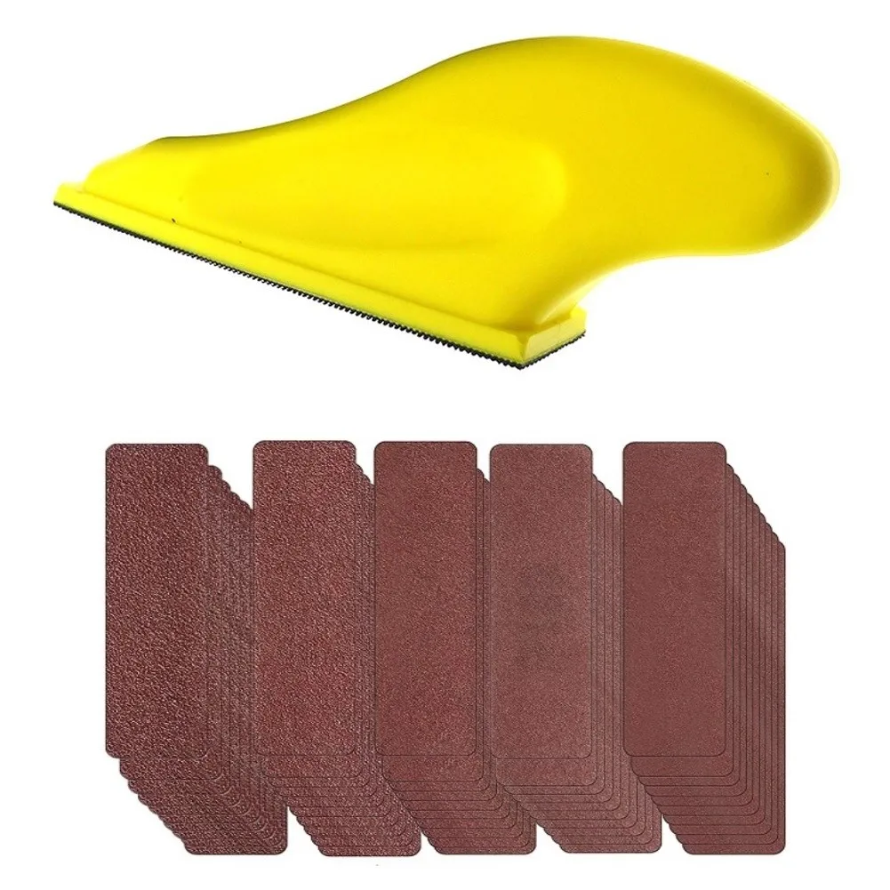 51Pcs Sandpaper Hand Grinding Block 3.5*1inch Detail Finishing Sander Refills 60-240Grit Wood Furniture Plastic Polishing Tool