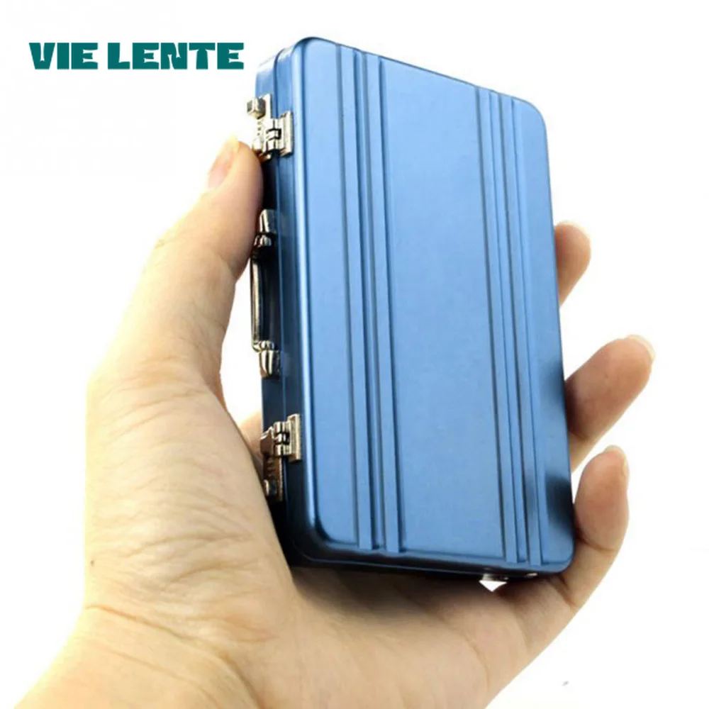New Aluminum Storage Box Business ID Credit Card Holder Mini Suitcase Bank Card Box Holder Jewelry Case Organizer Rectangle