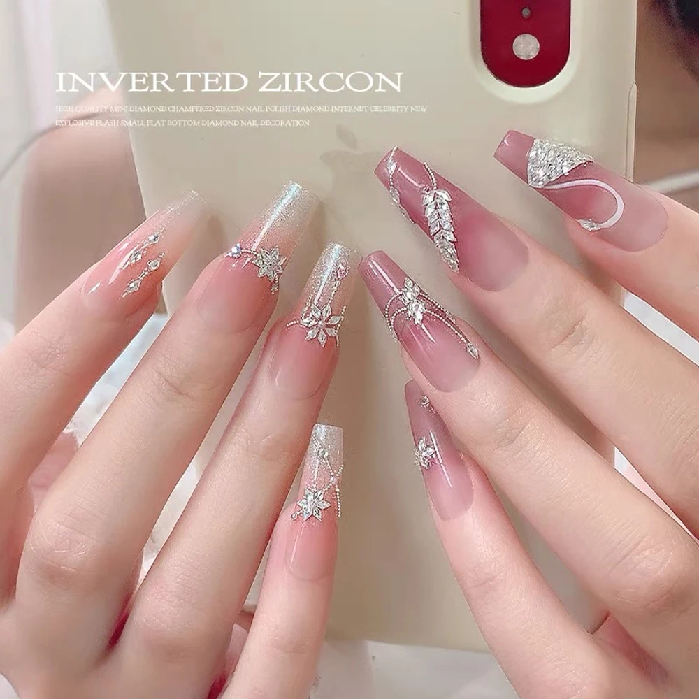 100/200 Stück Mini Nail Art Zubehör 5A Funkelnde Raute Zirkon Nail Art Strass Charms 1,5*3mm Schneeflocke Muster Nagel Dekor – Detail 11