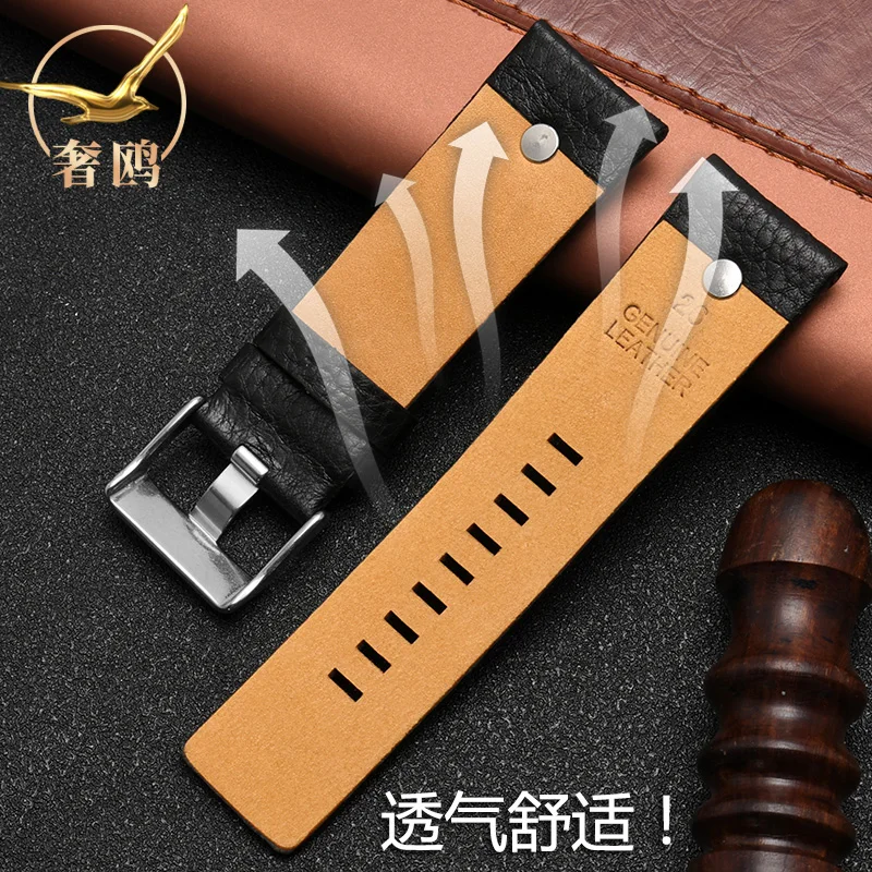 Metal rivet Watch Band men Bracelet For Diesel Genuine leather strap DZ7257 DZ4343 DZ4459 DZ7311 4318 24mm 26mm 28mm 30mm 32mm