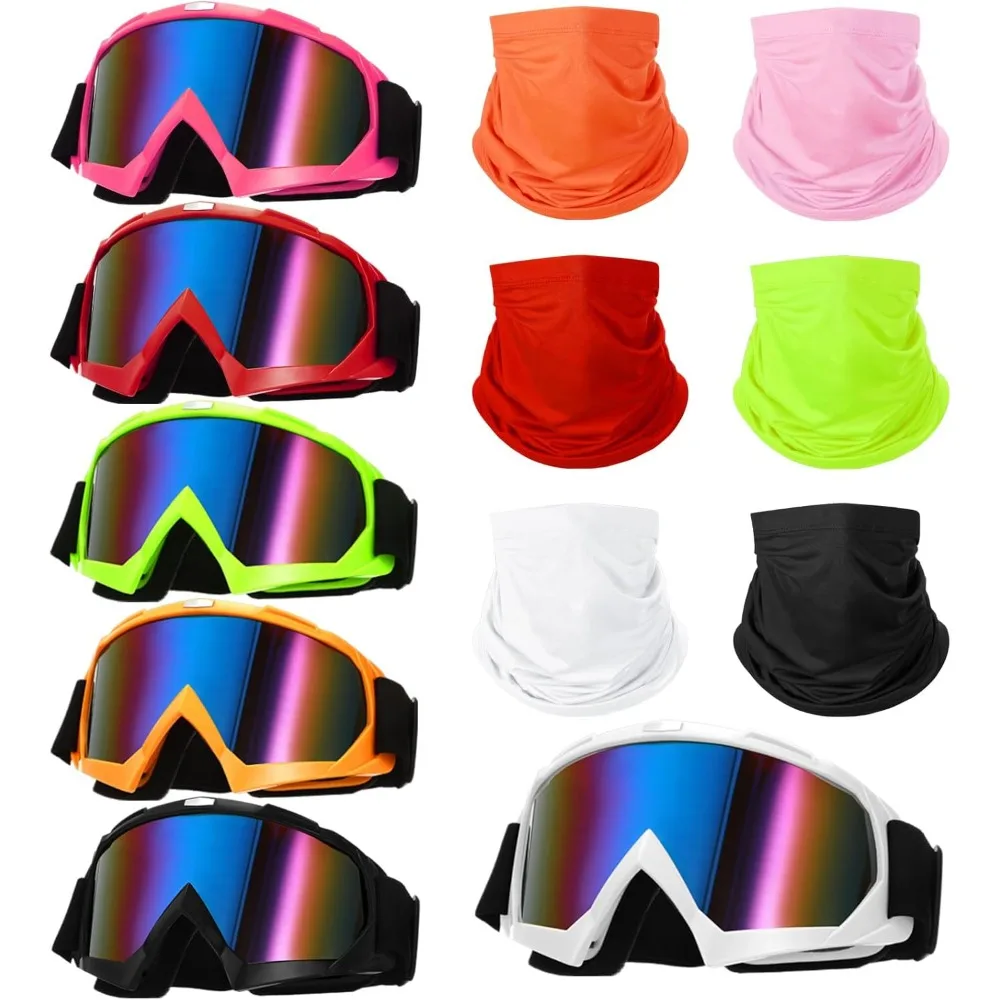 

Six Windproof Adjustable Motorcycle Goggles with Breathable Face Covers for Riding Cycling Hiking