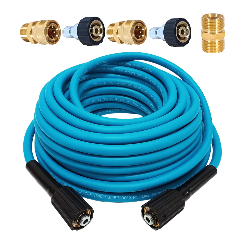 

Flexible Pressure Washer Hose 3600 PSI Kink Resistant Power Washer Hose CarWash Extension Hose With 3/8" Quick Connect Adapter