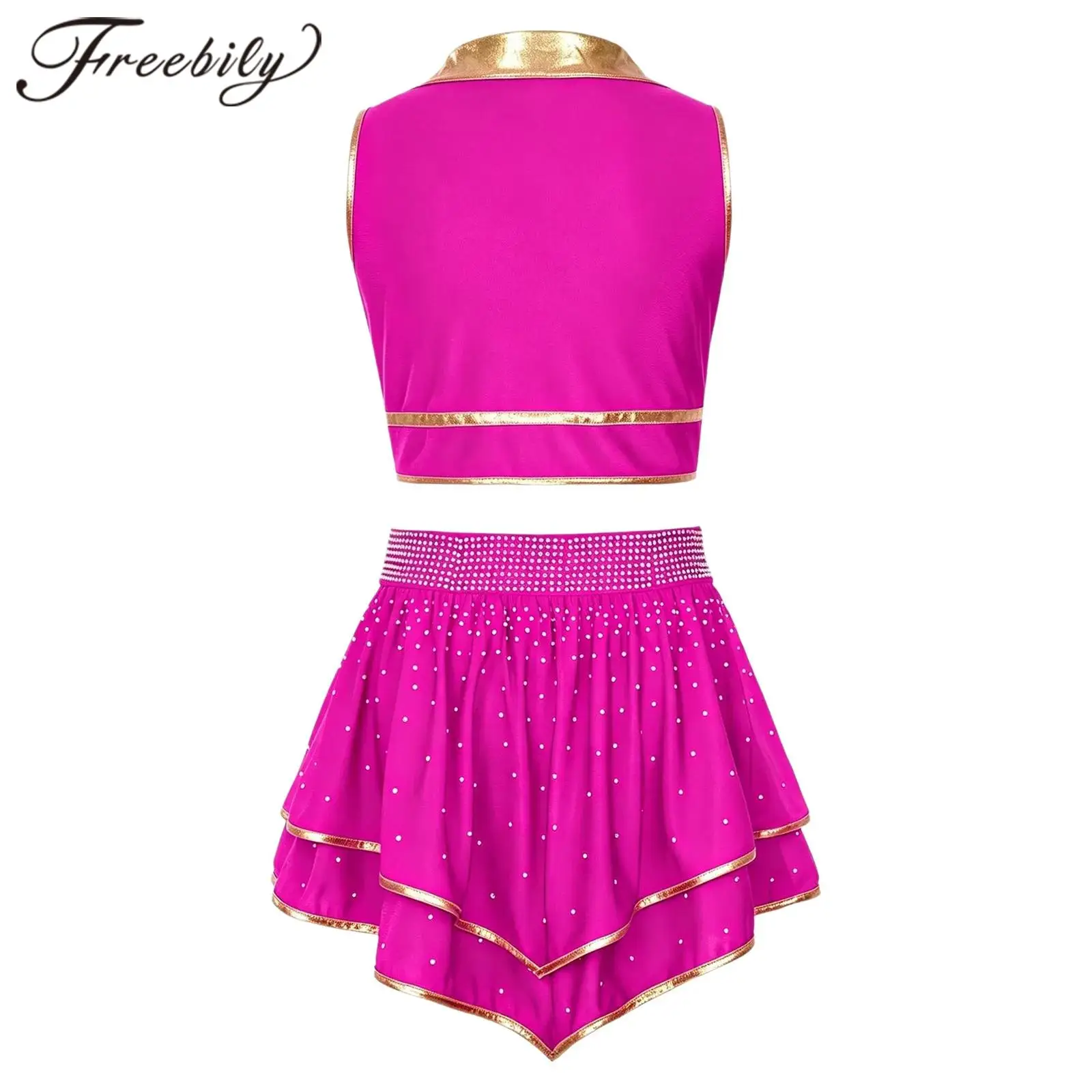 School Girls Cheerleader Costume Dancewear Sets Cheerlead Outfit Cheer Dance Clothes Dress Children Hip Hop Jazz Dance Outfit