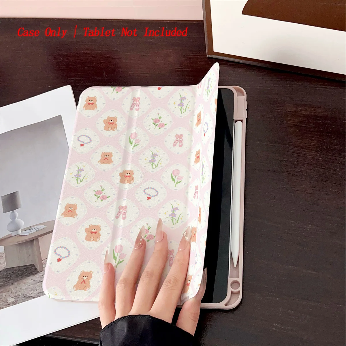Modern Adorable Bears&Flowers Multiple Patterns iPad Case For Apple iPad 10.2 Inch Air 4 Pro 11 Mini 5 Durable Decorative Cover