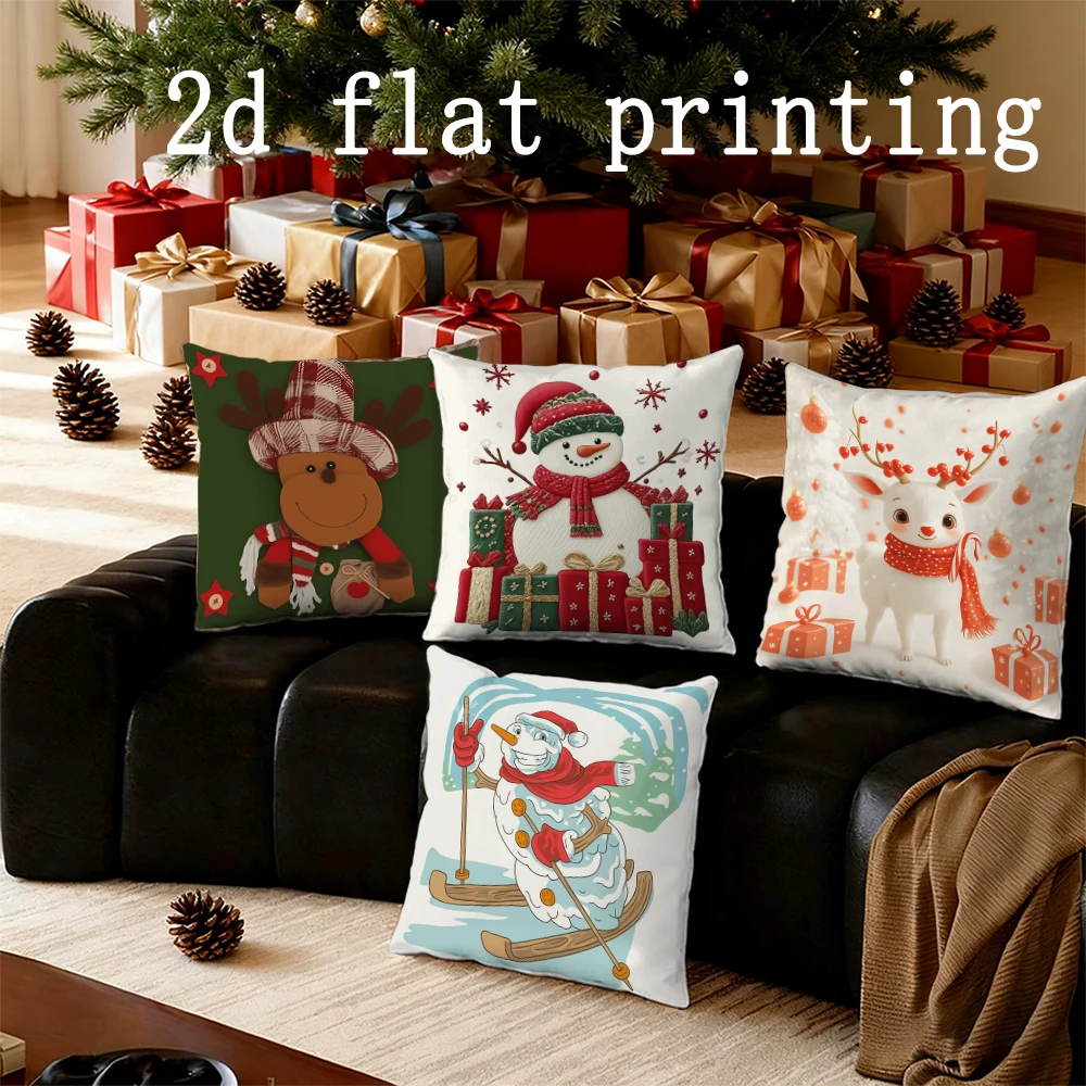 

Home Decor Christmas Festive Pattern Pillow Covers Suitable For Sofa Bedroom Car Pillow Cover Cushion Rectangular Back Cushion