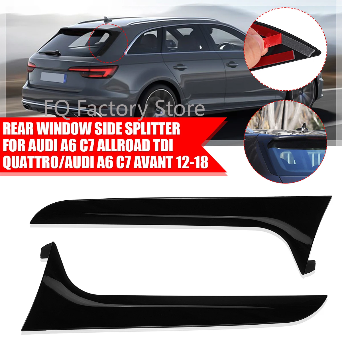 Neue Heckscheibe Seitenspoiler Schwanzflosse Canards Splitter Passend für Audi A6 C7 Allroad TDI Quattro 2012–2018 Avant Wagon