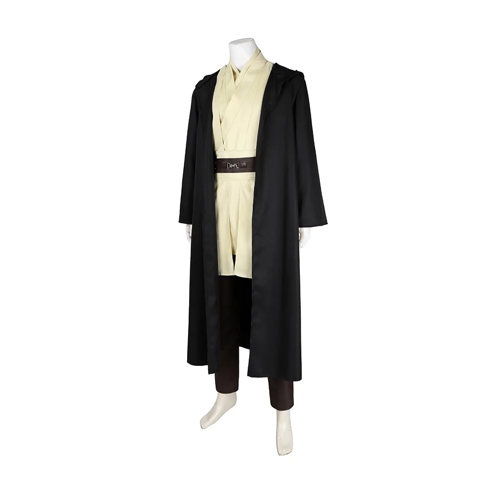 Qui Gon jinn Cosplay Men Costume Fantasia Robe Cloak Full Set Clothing Disguise Halloween Carnival Part Suit