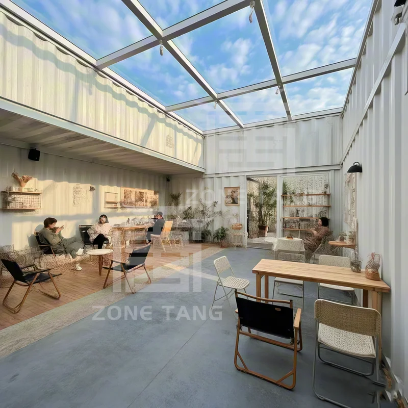 Business Beach Lounge Galvanized Steel Frame Moisture Proof Steel Structure Cargo Container Homes For Sale Durable Temporary