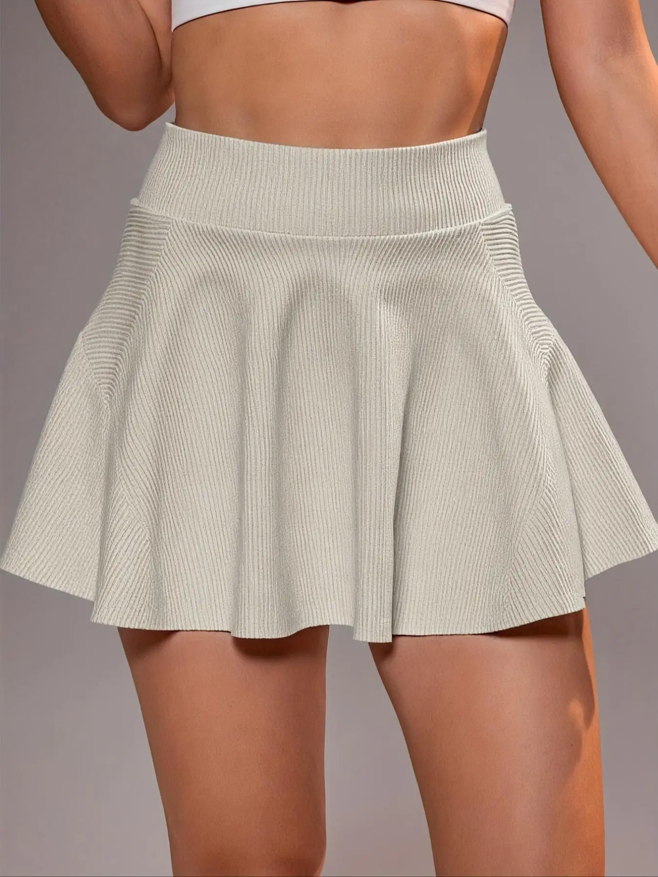 Women's High Waist Sporty Skirt Pants with Shorts & Phone Pocket, Slim-Fit Plain Tennis Dress for Golf Fitness Daily Wear
