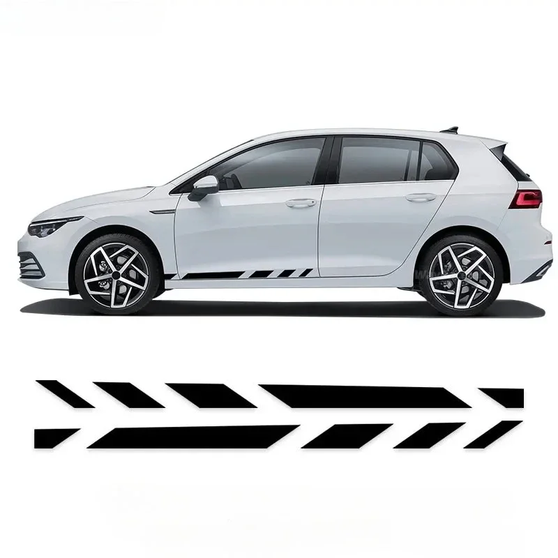 2Pcs Door Side Stripes Stickers for VW Golf 8 MK8 GTI Clubsport Estate R Line Alltrack GTD GTE 2020-2022 Vinyl Car Decals Auto