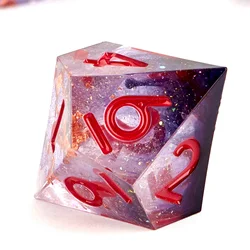 7-Piece Sharp Edge Resin DnD Dice Set - Handmade Purple Gold Foil Dice for Dungeons & Dragons, RPG Tabletop Games