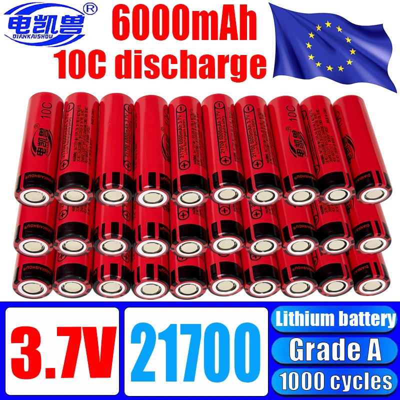 new 10C discharge 3.7V 21700 6000mAh Lithium Battery Power Cell for High training rate and large capacity rechargeable battery