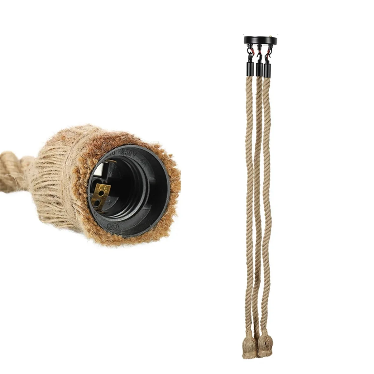 1M Industrial Chandelier, 3-Head LED Retro Rope Ceiling Lamp