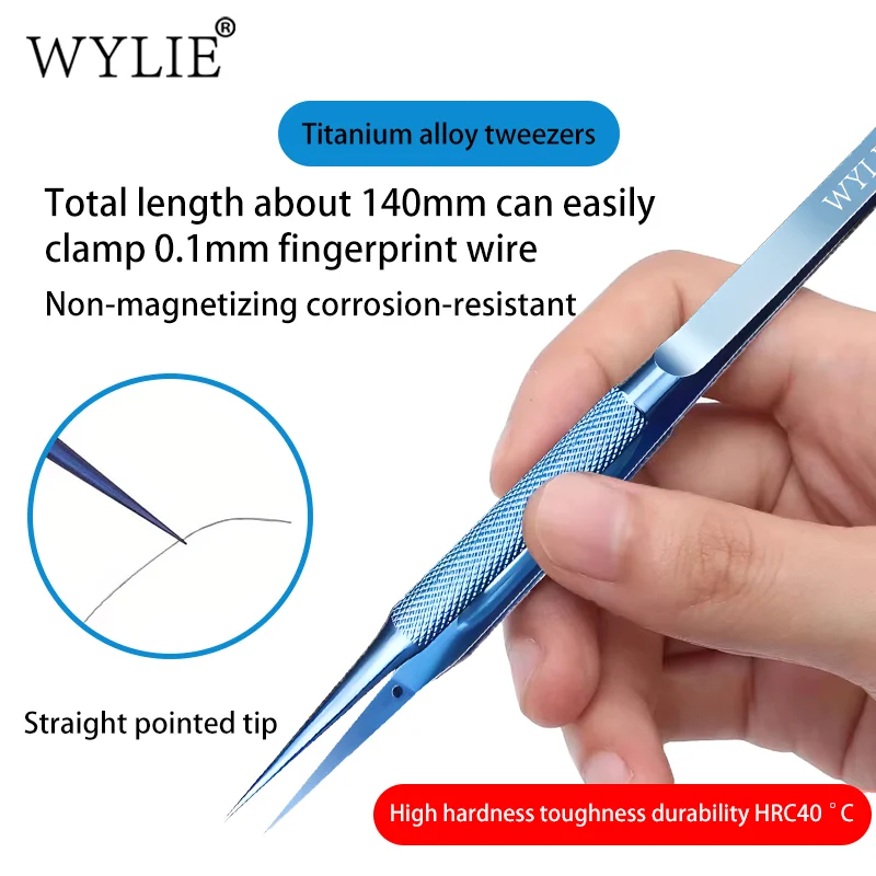 WYLIE Titanium Alloy Tweezers Microscope Repair Precision Clamp for Fingerprint IC Phone Motherboard Maintenance Tool Set Repair