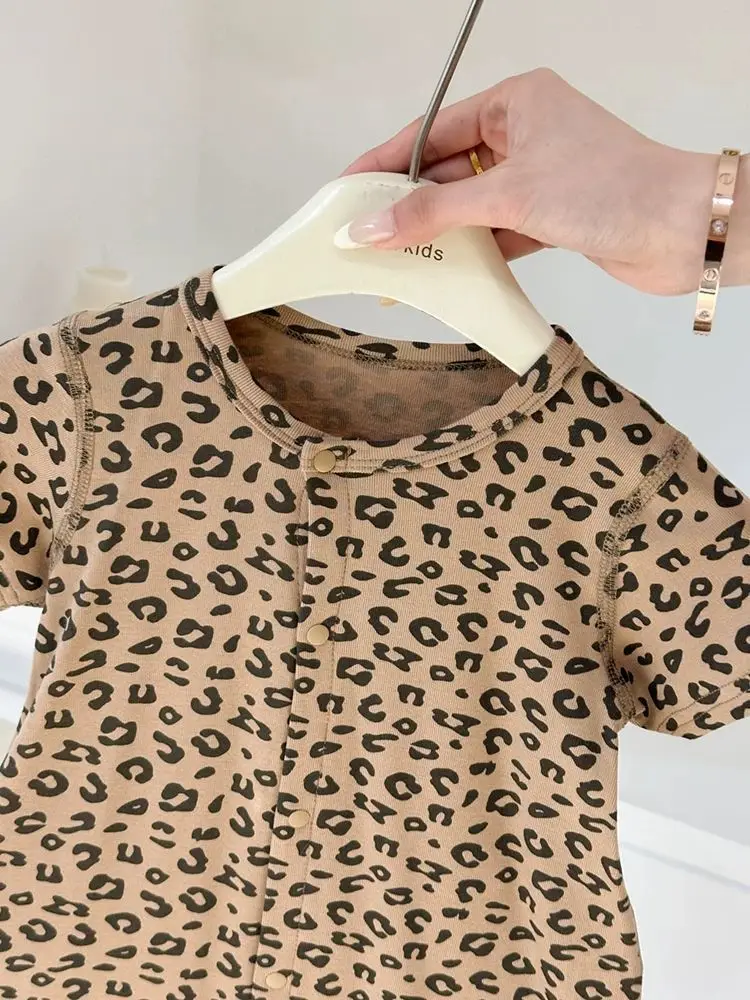 Baby Leopard Print Jumpsuit 2026 Summer Thin Design for Boys and Girls Summer Clothes for Going Out Korean Style Clothes