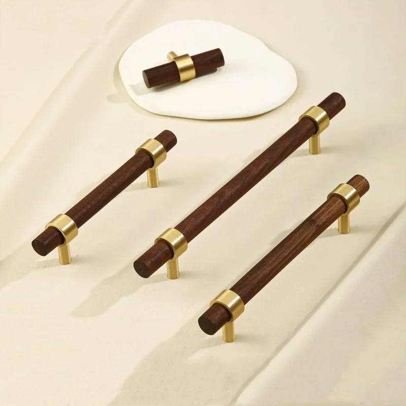 Brass Cabinet Door Handle, Modern and Simple Pure Copper Walnut Handle, Customizable Hole Furniture Hardware Accessories