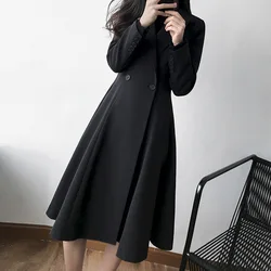 2022 spring and autumn women's coat large new Korean coat age reduction, slim, ol commuting, belly wrapped, mid long skirt style