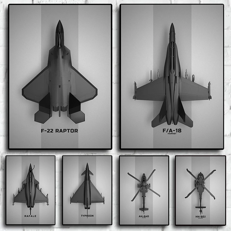 Fighter Aircraft Helicopter F22 Poster Military Enthusiasts Posters for Living Room Canvas Painting Art Home Wall Decor Picture