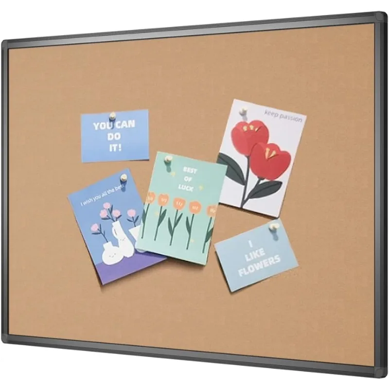 

Cork Notice Board, 48 X 36 Inches, Cork Bulletin Board with Black Aluminium Frame