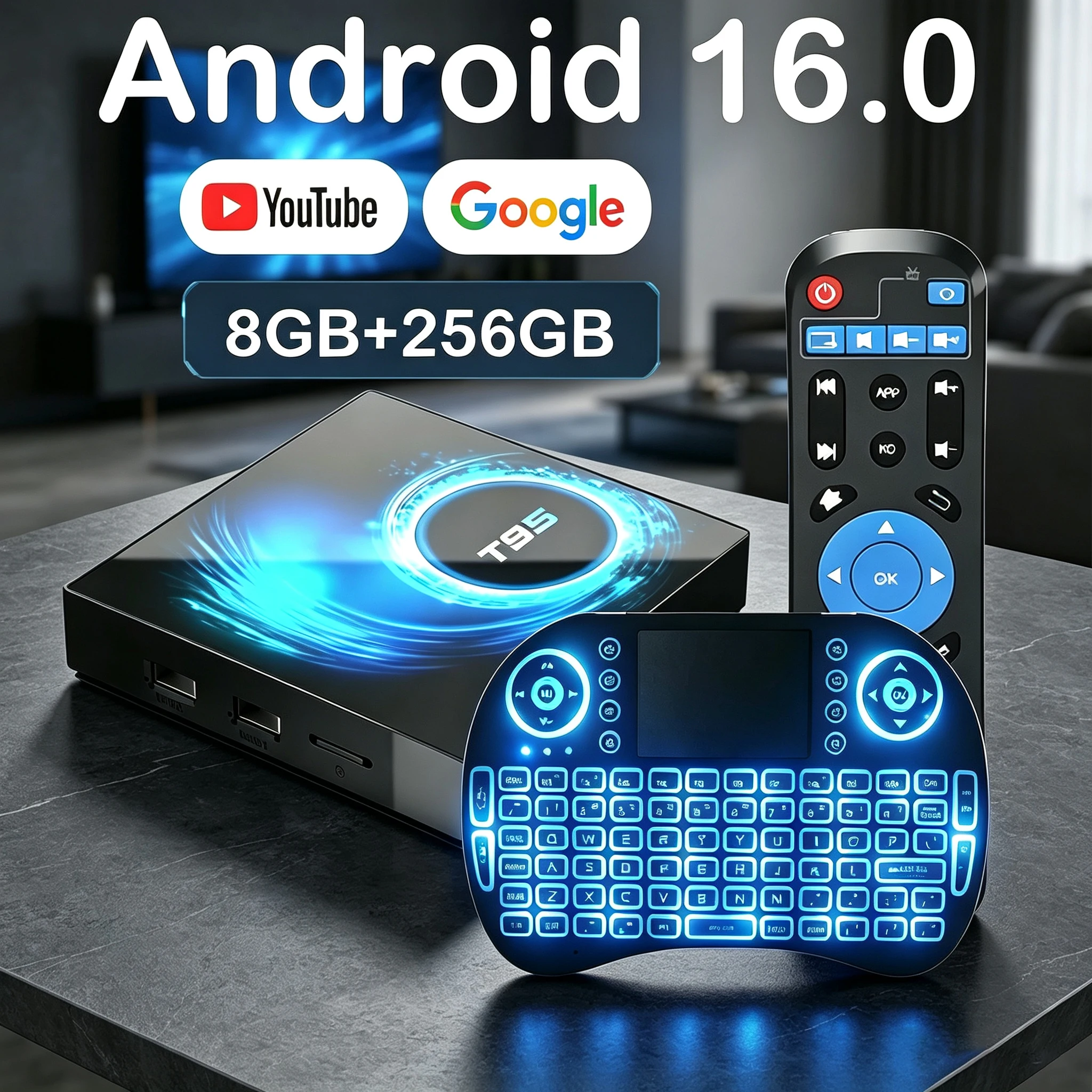 Android16 Smart TV Box 8GB 256GB Allwinnerh616 Media Player YouTube Google Assistant Bluetooth 6.0 Wifi 8K Very Fast Set Top Box