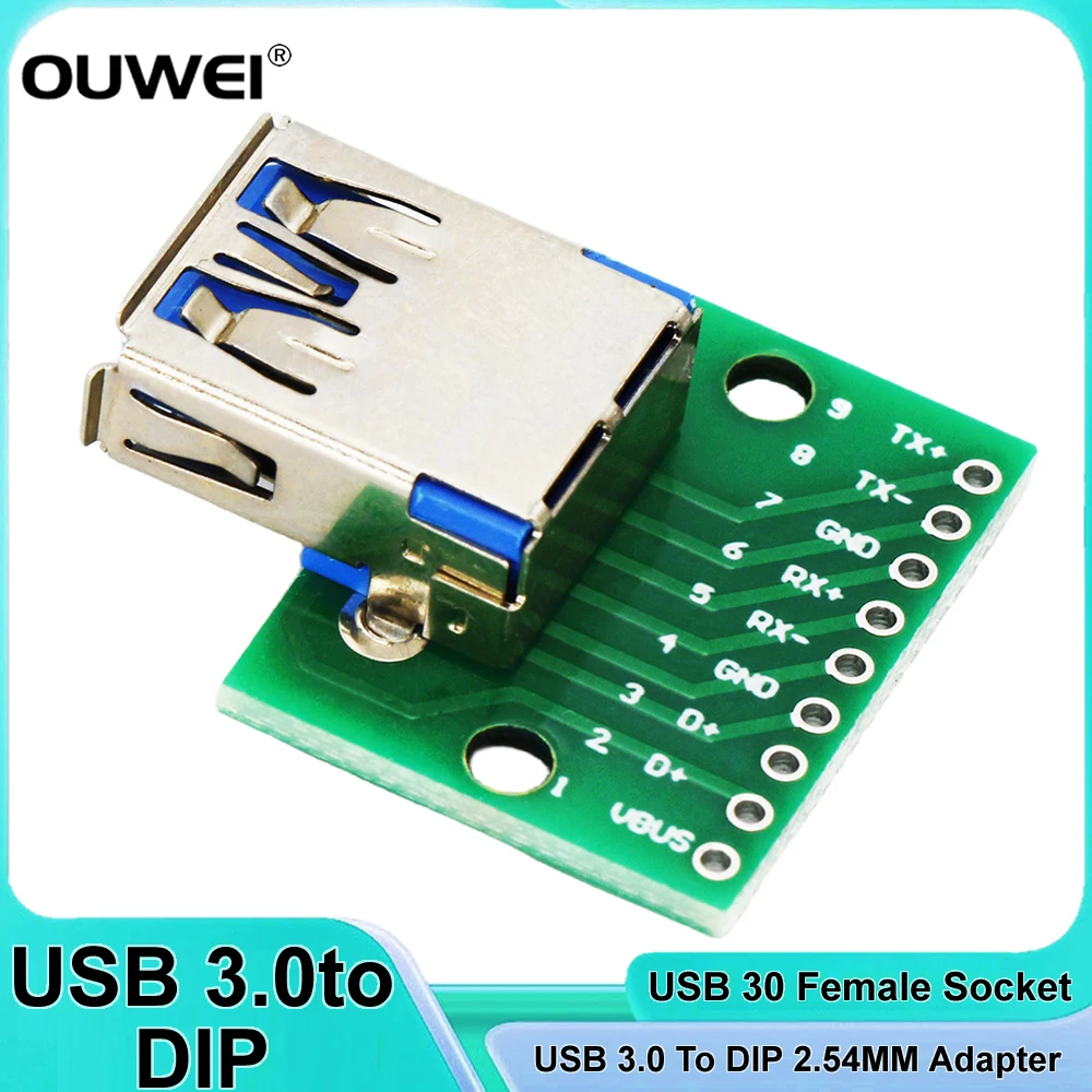 5PCS/10PCS Lot USB 3.0 To 2.54mm DIP A Female Connector Interface PCB Converter Adapter Breakout Plate Board Module for Arduino