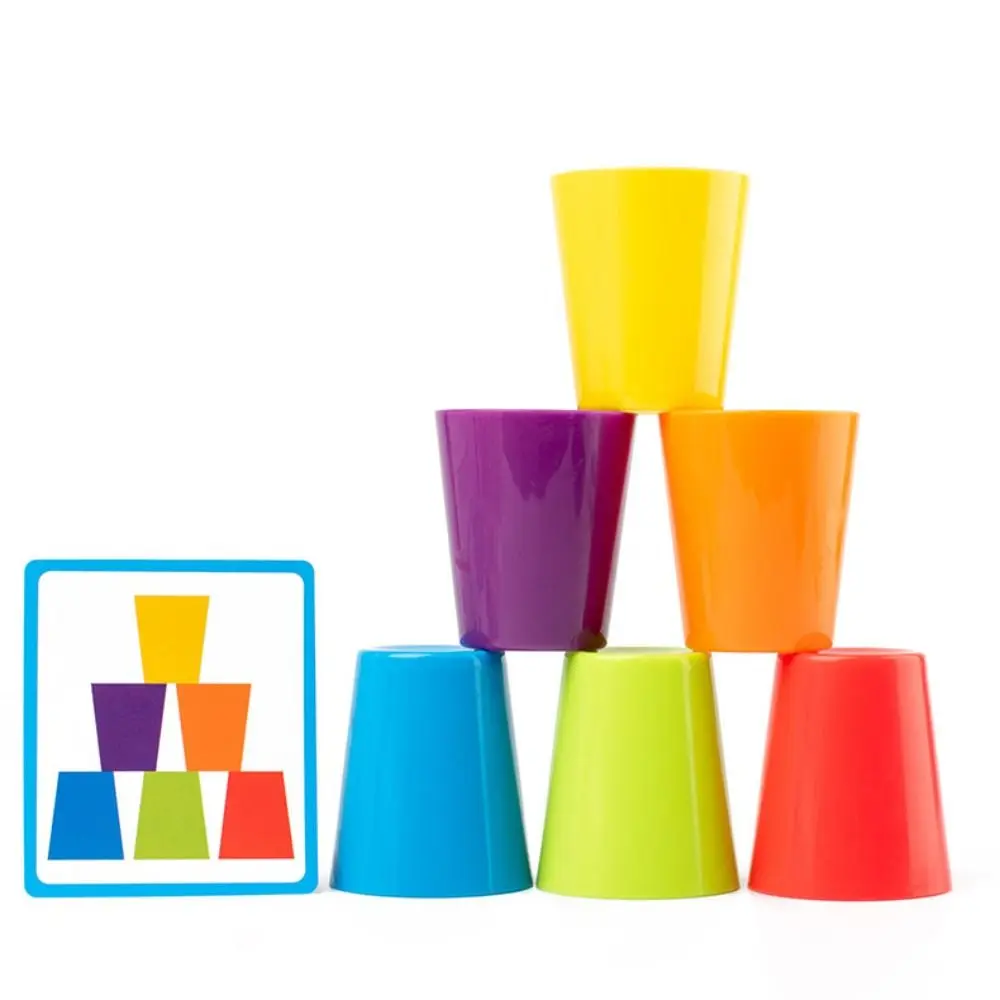 Matching Color Stacked Cups Game Sorting Montessori Wooden Coin Throwing Toy Exercise Challenges Color Classification Cup Toys
