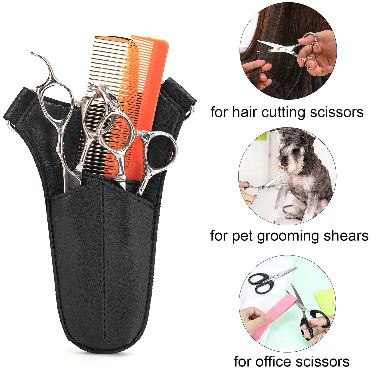 Salon Barber Hair Scissors Bag Leather Hairdressing Tools Scissors Comb Waist Pouch High-capacity Storage Tools