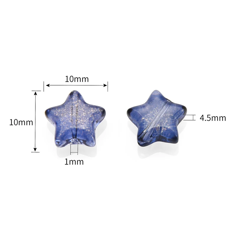 50Pcs 10mm Five-pointed Star Glass Beads Loose Spacer Beads for Jewelry Making DIY Handmade Bracelets Earrings Accessories