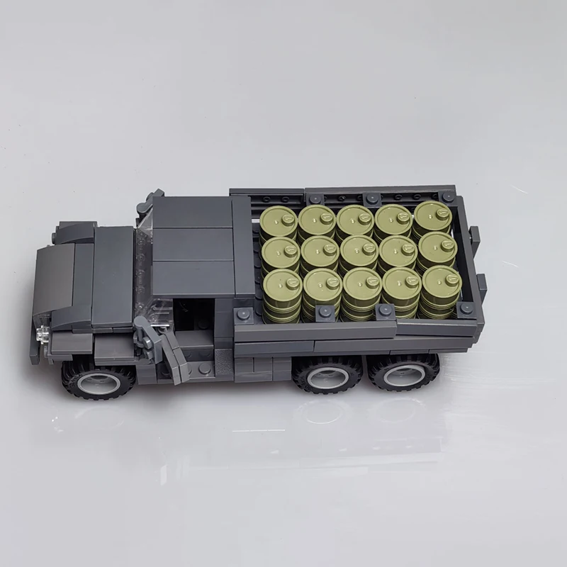 WWII RU Military Oil Transport Truck MOC Building Blocks URAL 6X6 Military Off road Vehicle DIY Zabawka do montażu dla dzieci dla chłopców