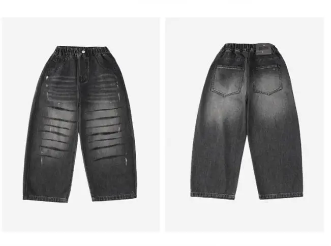 Kids Denim Pants Autumn Teenage Boys Fashion Letter Jeans Pants Spring Casual Loose Straight Trousers for 4-14 Years Old