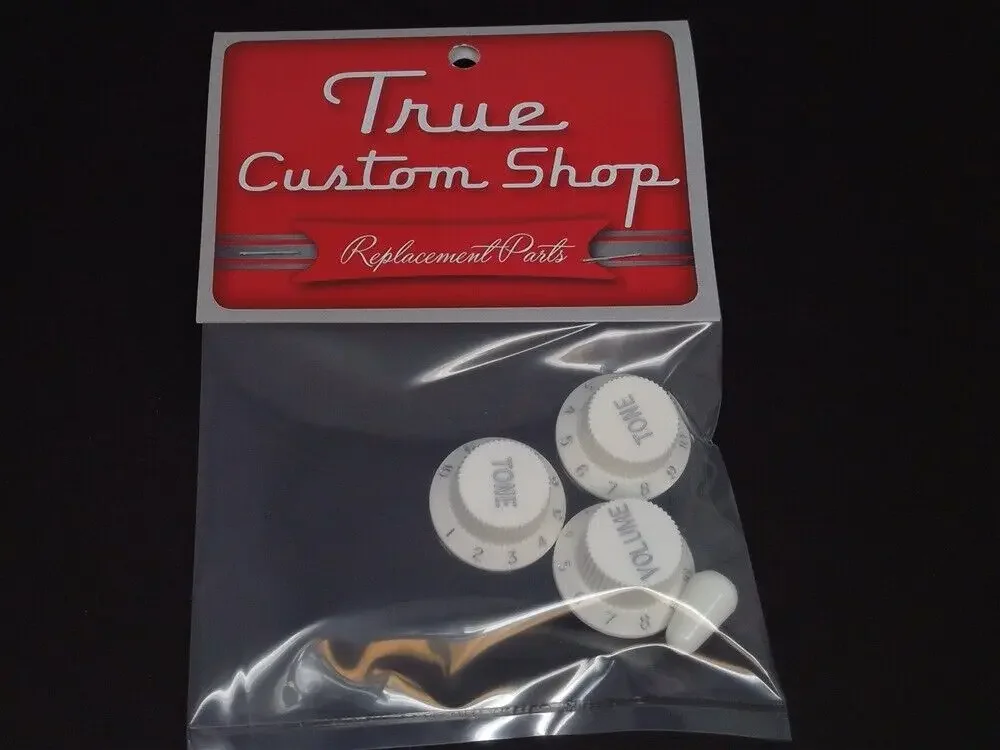 White knobs and switch tips with silver for Fder Stratocaster-