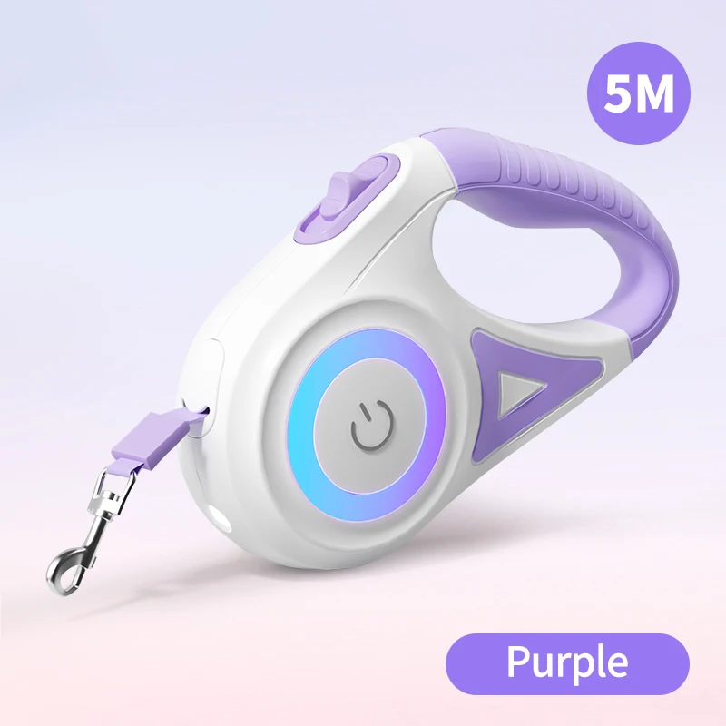 ROJECO 5M einziehbare Hundeleine, automatisches LED-Licht, leuchtendes Roulette-Leine-Seil für Hunde, verstellbare Haustiere, Hundespaziergang, Laufleitungen 4