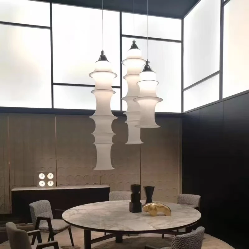 Lampa wisząca LED Nordic Silk Fabric Restaurant Bamboo Node Pendant Light Model Room Tatami Long Bamboo Light Long Pendant Light