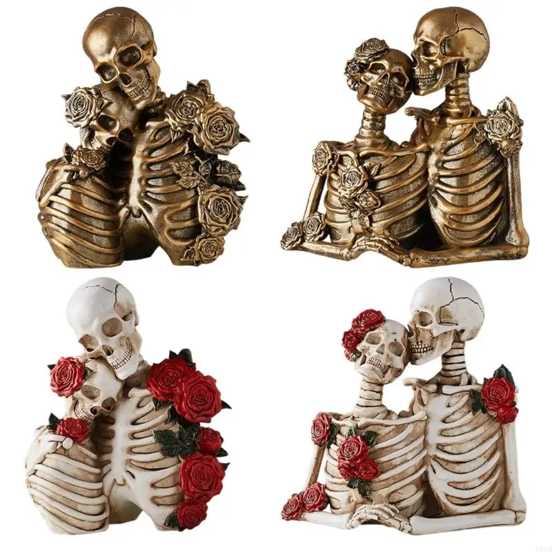 الإبداعية زوجين الجمجمة التماثيل لجميع القديسين ديكور المنزل روح الدعابة الهيكل العظمي تمثال يدويا الراتنج المنحوتات P9YB