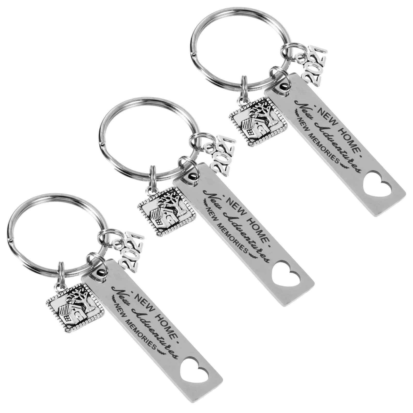 3Pcs Stainless Steel Letter Keychains New Theme Creative Workmanship Elegant Key Ring Keychain for Bag Phone Car Keys