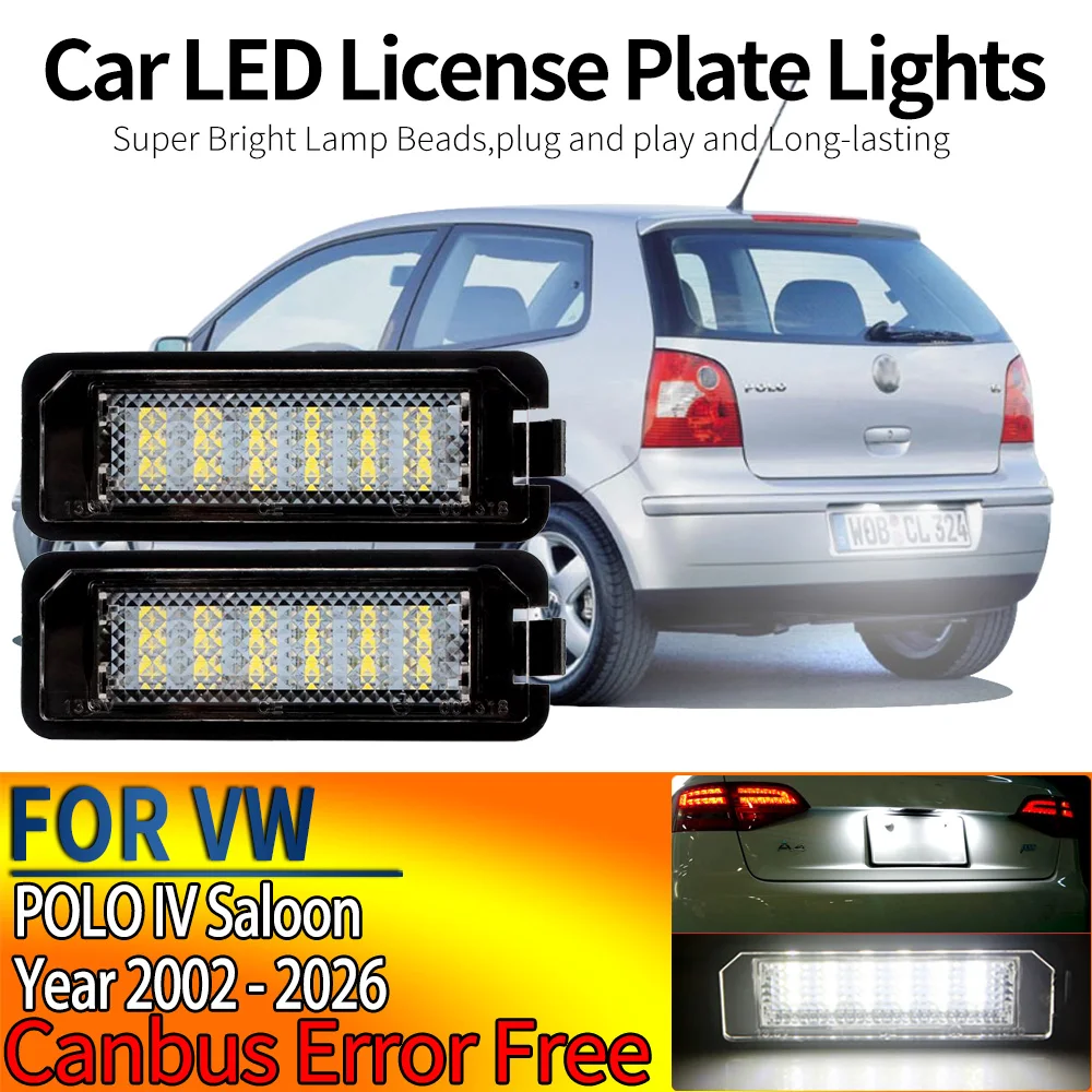 2x Kennzeichenbeleuchtung für VW POLO IV Schrägheck, 9n_;9a_ 2001-2014 POLO IV Limousine, 9a4;9a2;9n2;9a6 2002-2026 LED Canbus