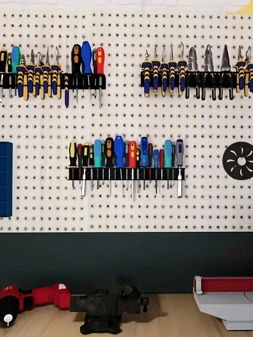 1-delig geschikt voor garage, aan de muur gemonteerd, multifunctioneel gereedschapsbeheer, metalen schroevendraaier en tangopbergrek - afbeelding 2