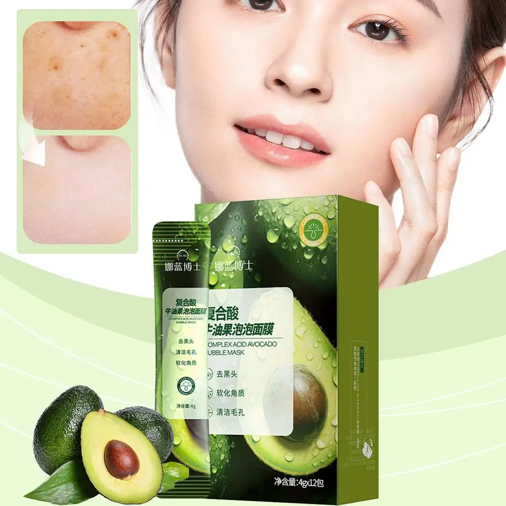 

Bubble Mud Clay Avocado Foaming Cleanser 12pcs Moisturizing And Oil Control Clay Mud For Face Dark Heads And Pores For Radi Q2T7