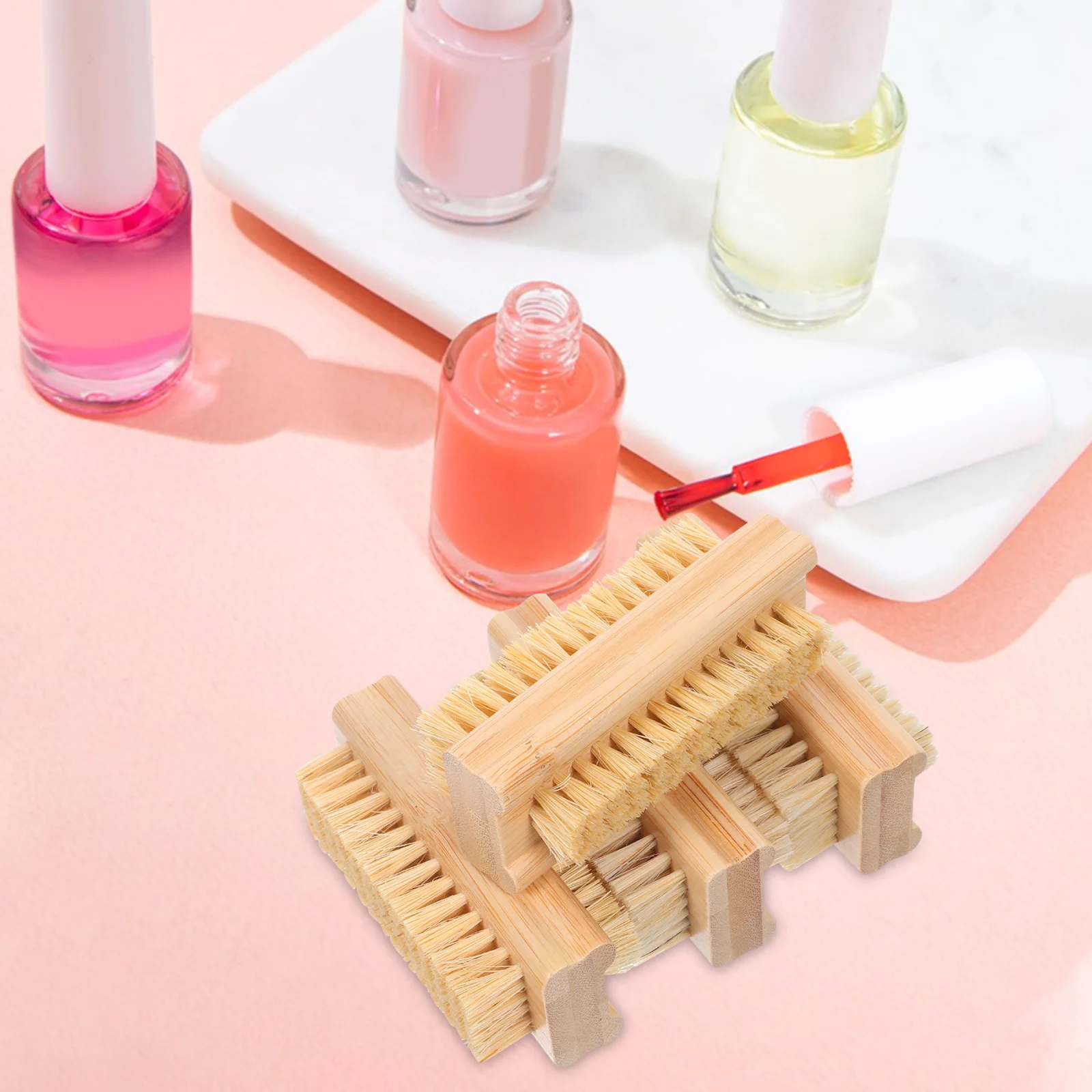 

4Pcs Professional Grade Bamboo Nail Brush Set Soft Jute Bristles Portable Dust Cleaner Manicure Essentials Hand Grip