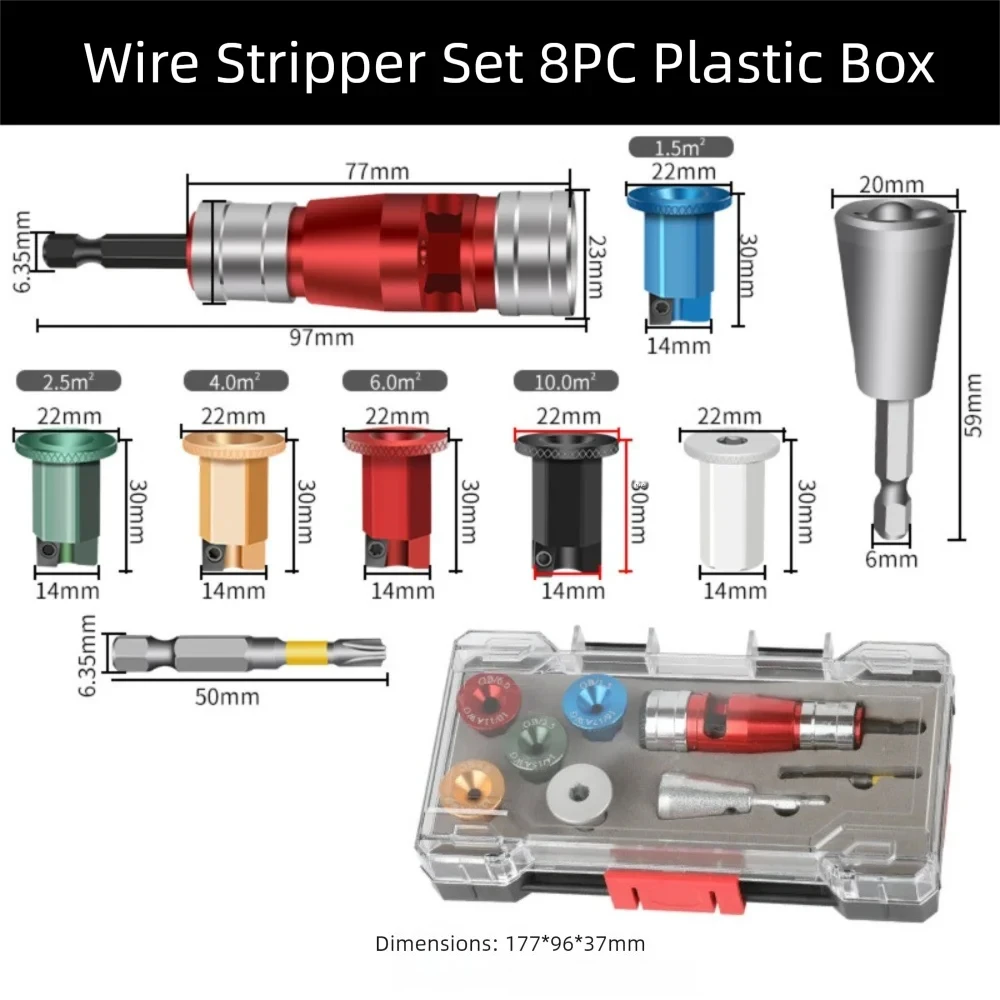 Hard and Soft Wires Waterproof Wire Stripper Kit for Electric Compatible Drill Wire Stripper Cable Stripping Tool Set  with
