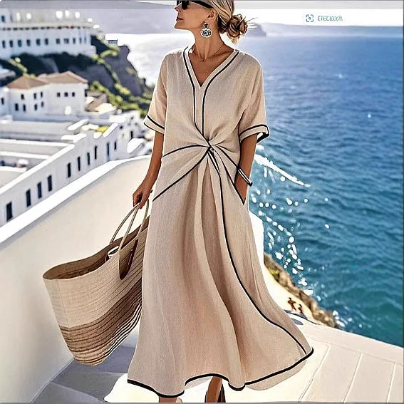 Women's Striped Print Dress Loose Casual Summer Dresses Jumpsuit Playsuit