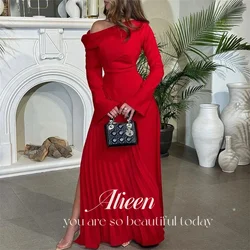 Grace Off the Shoulders Red Long Sleeves Graduation Dresses Customized Special Occasions Wedding Party Dress Evening Gala Prom