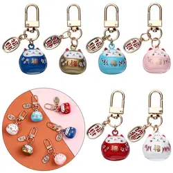 Japanese Cute Lucky Cat Keychains Cartoon Lucky Cat Key Chains Car Bag Charm Ornaments Pendant Keyring Couple Gift