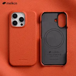 Melkco Magnetic Genuine Leather Mobile Phone Case for IPhone 16 16pro High-quality Cowhide Business Mobile Phone Protective Case