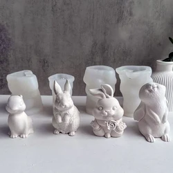 Multi-style Rabbit Silicone Candle Mold Easter Animal Cute Rabbit Aromatherapy Plaster Soap Resin Mould 3D Crafts Casting Tool